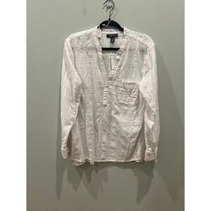 Style & Co Mock Neck Long Sleeve White Blouse Women's Size XL